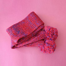 겨울 한파 보온 니트 손뜨개 패션 방울 목도리 1+1