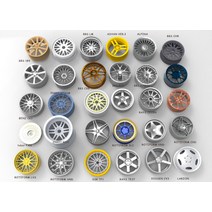 4Pcs 118 스케일 자동차 모델 휠 19 수정 사용자 정의 TE37 BBS ROTIFORM GTR 184ce28 토스 휠 허브, [20] TURBO FAN