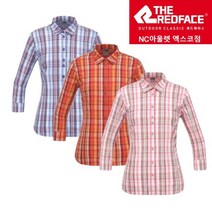 레드페이스 체크패턴이 포인트인 여성 7부 소매 등산셔츠