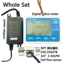 NPT 스레드 속도 센서가 있는 US211M 디지털 USS-HS43TB quotDN20 2-45LPM 표시 총 전류 및 제어, 01 whole set