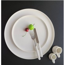 화이트 대형 원형 피자 접시 업소용 빅 돈가스 브런치 플레이팅 큰 도자기 그릇 5size, 2호 원형접시21cm
