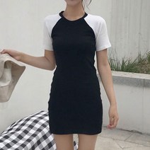 나그랑 반팔원피스 면스판 바디라인 미니원피스 딱붙