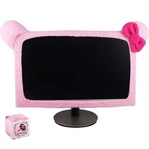 Monfurise 50.8cm-73.7cm(20인치-29인치) 사랑스럽고 귀여운 방진 컴퓨터 모니터 커버 고양이 귀 노트북 TV LCD 스크린 모니터 장식 먼지 커버 프로텍터 핑, big Pink