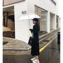 체형커버 간절기룩 홈웨어 마실룩 심플 디자인 블랙 롱 단추 후드 원피스