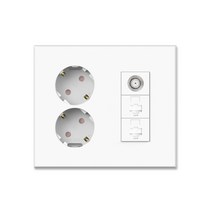 틸인스 Ti1 통합수구 콘센트 2구+CATV 1방/2방+RJ45 (8P) 2구 국산 아크릴타입, CATV 1방