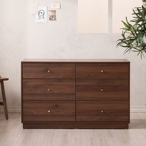 [2만원 즉시할인][스칸디아]알토 디자인 6단 와이드서랍장(E0등급), 월넛