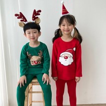 쁘망 *당일출고* 하트베이비 크리스마스실내복 산타실내복 루돌프실내복 겨울실내복 유아실내복 아동내의 유아홈웨어 아동홈웨어 남매룩 자매룩 형제룩 데일리룩 크리스마스룩