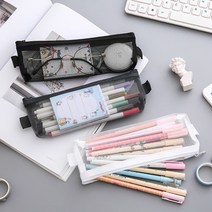 메쉬 필통 대학생 고등학생 신학기 입학 학용품, 5-메쉬필통-그레이L
