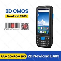 바코드 QR 코드 핸드 스캐너 견고한 PDA 핸드헬드 터미널 장치 하니웰 스캐너 1D 2D NFC 데이터 수집 충전 포함 안드로이드 9.0, 2D NewlandE483+AU