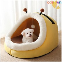 캣타운 강아지 고양이 이글루하우스 마약방석 쿠션하우스 강아지집 고양이집 몽골텐트 애견하우스 반려동물 동굴 냥이 숨숨집 사계절 수면방석 강아지 고양이하우스, B스타일-옐로우 벌꿀