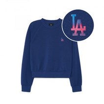(정품)MLB 엠엘비 여성 베이직 애슬레저 스로고 크롭 맨투맨 LA (Royal Blue)