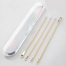 여드름 블랙헤드 Comedone 블랙 스팟 리무버 스킨 케어 여성 뷰티 치료 모공 클렌저 바늘 후크 4 개, [03] Gold