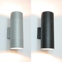 옥외 2등 벽등 C형 블랙 회색 방수등 외부 경관조명, LED벌브8W 주광색(하얀빛)