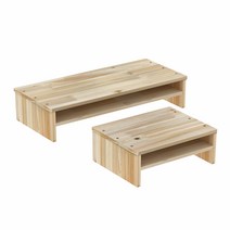 삼나무 원목 듀얼 모니터 받침대, 선택03 미디움1단 모니터받침대