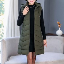 엄마 조끼 중년 어머니 겨울 다운 재킷 후드 여성 민소매 롱 6XL 캐주얼