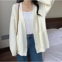 Momolatti 여성용 기본핏 브이넥 오픈 베이직 롱 니트가디건