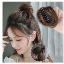 볼륨 가발 집게핀 여자 똥머리 당고 만두 올림머리 부분 가발집게핀 가발핀 가발, 01.생머리-블랙, 1개