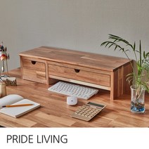 원목 모니터 받침대_서랍형(중)/듀얼모니터받침대/컴퓨터모니터받침대/수납형모니터받침대/와이드모니터받침대, A형(정면에서 오른쪽 작은 서랍)