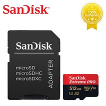 메모리카드 SanDisk Extreme Pro 플래시 128GB 카드 SD SDXC UHS-I 400GB 256GB 64GB U3 V30 TF 메모리 어댑터 DJI, 06 512GB U3 4K