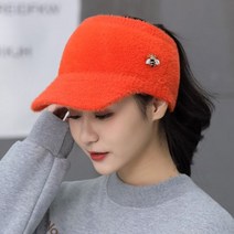 여자 밍크 헤어 바이저 캡 꿀벌 니트 가을 겨울 모자 단색 탄성 사이클링 러닝 골프 빈 탑