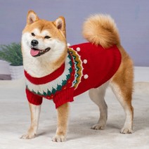 강아지 옷 가을 겨울 스웨터 시바견 중소형 강아지 펫 패딩, 크리스마스 공 겨울