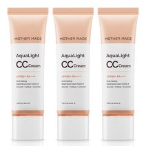 마더메이드 아쿠아라이트 물광 CC크림 SPF50+ PA+++ 내추럴베이지 저자극 씨씨크림 남자씨씨크림 선크림 메이크업베이스, 내추럴베이지 (21호~23호), 3개