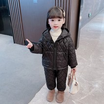 NW1516 겨울 유아동 여아 남아 키즈 패딩 웰론 누빔 솜혼방 상하세트 투피스 후드 자켓 지퍼 긴바지 긴팔 조거팬츠 방한 보온 경량 아동복