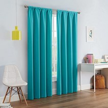 ECLIPSE Kendall 모던 암막 보온 로드 포켓 창문 커튼 침실 또는 거실용(패널 1개) 106.7cm x 241.3cm(42 x 95인치) 차콜, White