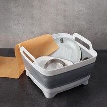 리빙셀렉트 접이식 물빠짐 설거지통 싱크볼 바구니, 화이트
