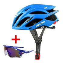 BIKEBOY 남녀공용 도로 산악 자전거 헬멧 초경량 DH MTB 전 지형 라이딩 스포츠 통풍 사이클링 카부토헬멧, blue and glasses+(54-61)CM