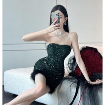 베스트킴 여성 고급명원풍 자수비즈 슬림 힙업 바캉스 파티 드레스 원피스YLJ6925