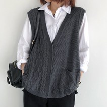 도니와 여성 기본니트베스트 브이넥니트 브이넥조끼 기본컬러 편한조끼 직장인 출근패션 데일리룩 코디하기쉬운 예쁜조끼 봄조끼 가을조끼 깊은브이넥 데이트룩