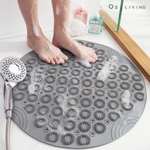 노인 허리환자 발씻기 미끄럼방지 욕실발판 발브러쉬 지압 각질제거 매트, 1개, 원형매트 스카이