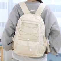 아이보리 백팩 메쉬 포켓 끈포인트 남자 여자 데일리