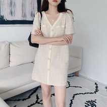 미니멀 여름 반팔 미니 트위드 원피스 하객룩