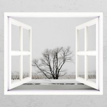 아트박스/꾸밈 ih268-눈 내린 고향_창문그림액자_뮤럴시트지, E타입-모던블랙
