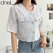 드넬 드넬 체크진주블라우스DWB22118A