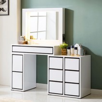 허밍 800 확장형 LED 조명 화장대 거울세트, 허밍 800 수납 화장대, 화이트