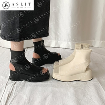 애슬릿 애슬릿 스퀘어 토 오픈 통굽 여성 삭스 앵클 부츠