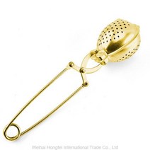 별 조개 하트 모양 스테인레스 스틸 티 인퓨저 차 여과기 티망 거름망, 단일사이즈, 골드 티볼