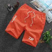 남성용 다이와 통기성 낚시 반바지 멀티 포켓 빠른 건조 낚시 옷 긴 반바지 낚시 바지 탄성 허리 여름, 5XL, Orange 01