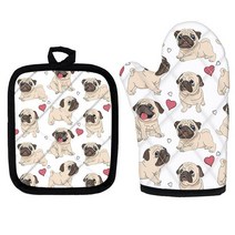제빵 2 개 대 3D 귀여운 Pug 전자 레인지 장갑 절연 패드 홈 요리 바베큐 베이킹 액세서리 장식 주방 미트 제과, 12 HTH0685D19