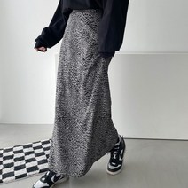 유니크 레오파드 뒷밴딩 롱스커트