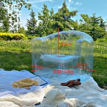 에어쇼파 캠핑 1인용 글리터에어소파 투명 인형 싱글, 09 투명 283 팔걸이 소파 전동