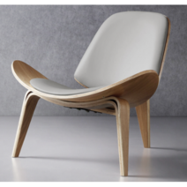 한스웨그너 쉘 디자인 윙체어 라운지체어 스터디카페 영화관 의자, 원목+그레이패드