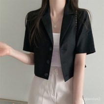 TANC 여자 여름 숏 크롭 린넨 반팔 자켓 마쟈켓TANC