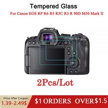가전제품 액세서리 캐논 EOS RP R6 R5 R5C R3 R 90D M50 마크 ii에 2pcs 카메라 유리 보호 필름 2.5d 9H, EOS 90D