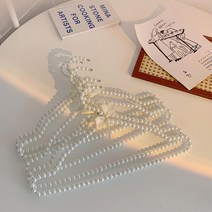 고급 옷매장 진주 큐빅 옷걸이 논슬립 코팅 니트 코트, 화이트40cm