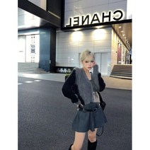 배색 니트 가디건 긴팔 스웨터 반반 유니크 카디건