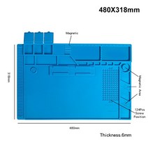 ESD 단열 작업 매트 납땜 스테이션 철 전화 컴퓨터 수리 자기 내열성 BGA 절연체 플랫폼, [07] magnetic 48x31cm